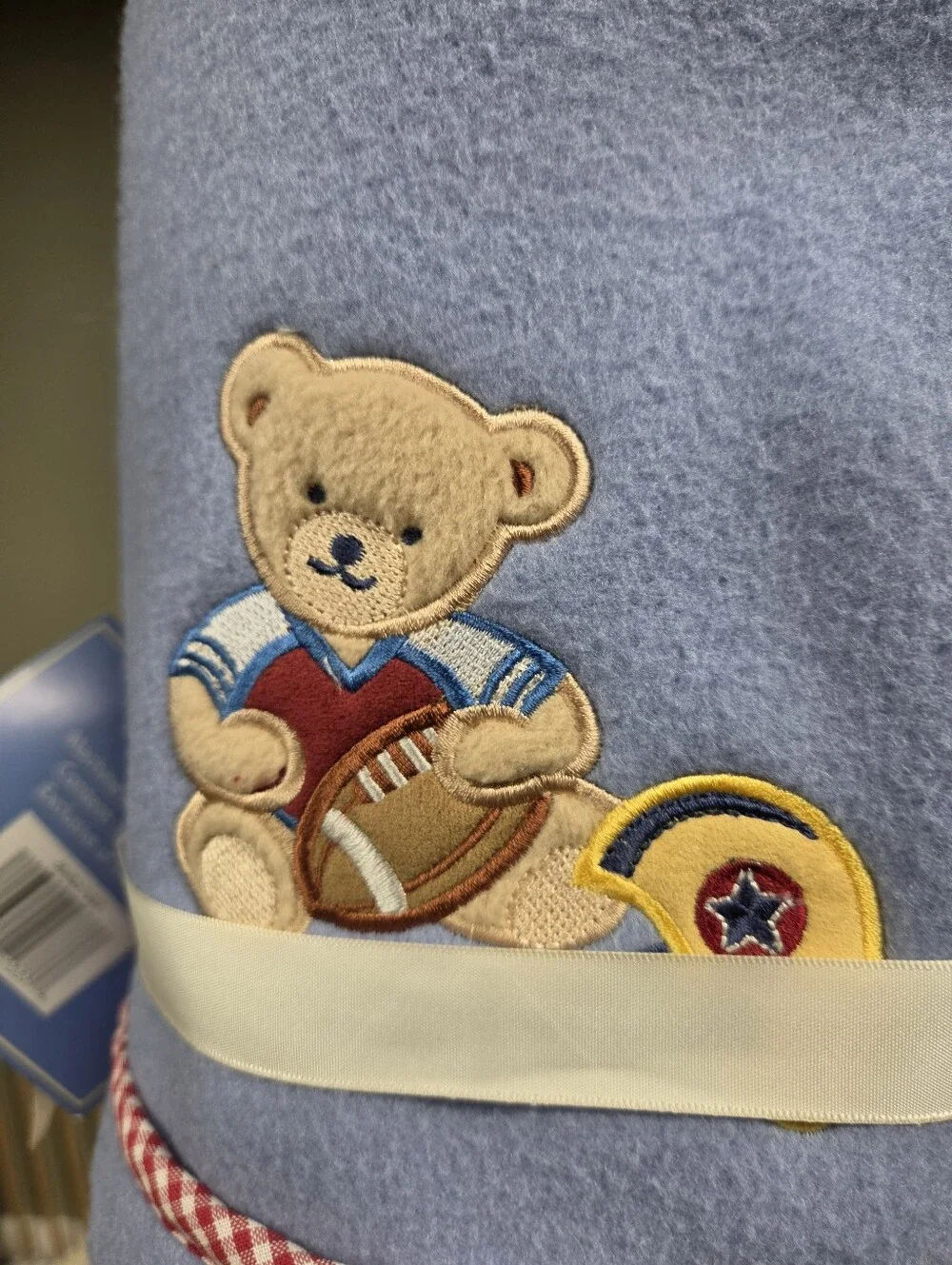 NWT Vintage Deadstock Tiddliwinks Li'l Sport Fleece Baby Blanket Blue Football